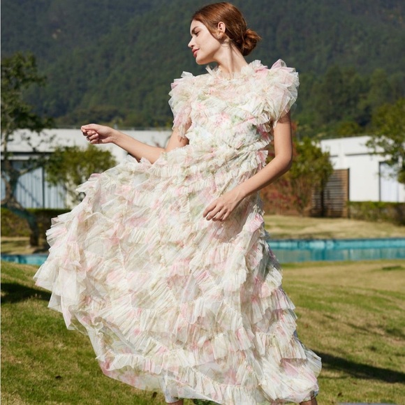 Pink Cap Sleeve Maxi Dress - Picture 2 of 13